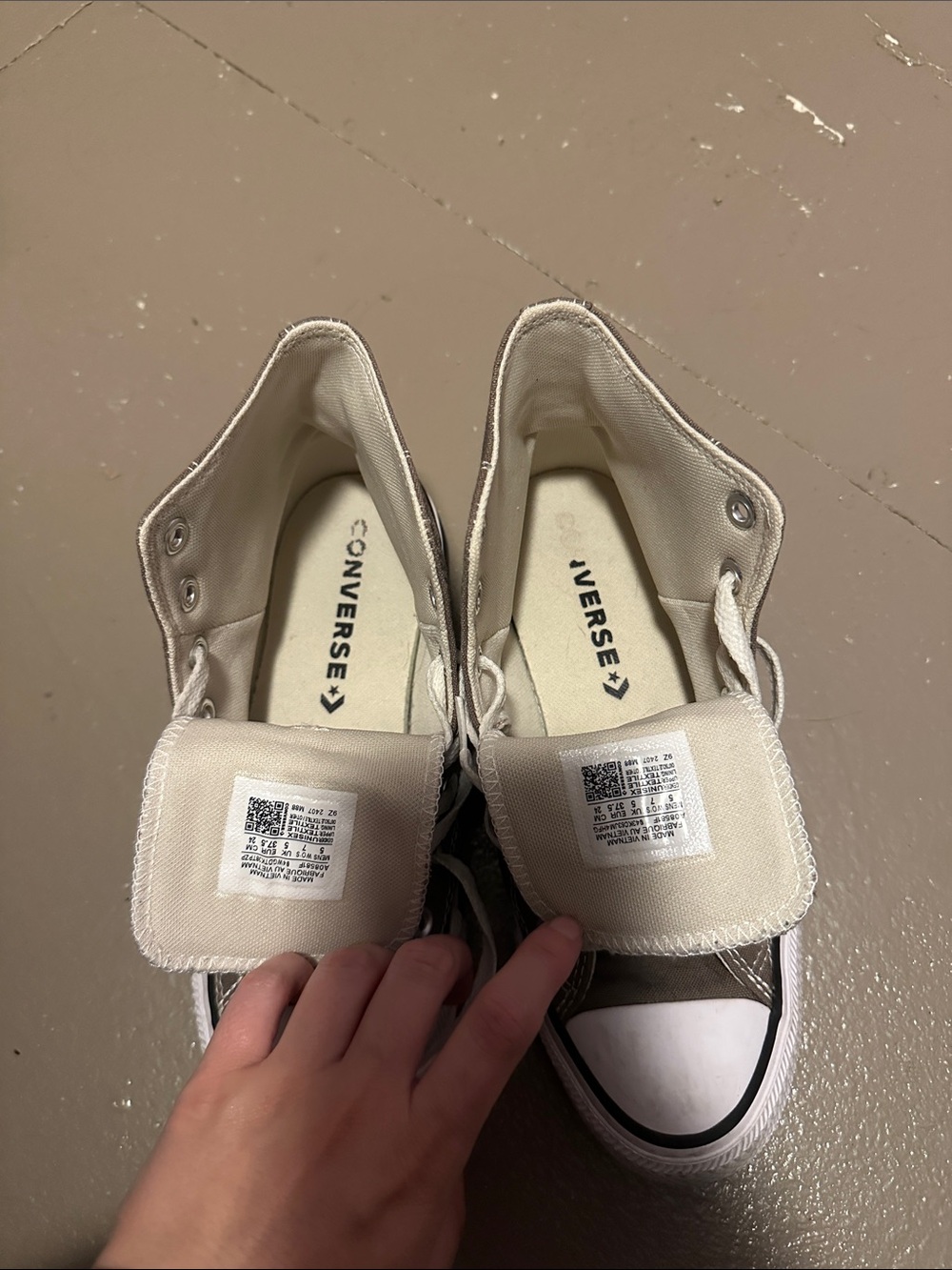 Converse High-Top Sneakers in Brown/Gray and White - Picture 3 of 5